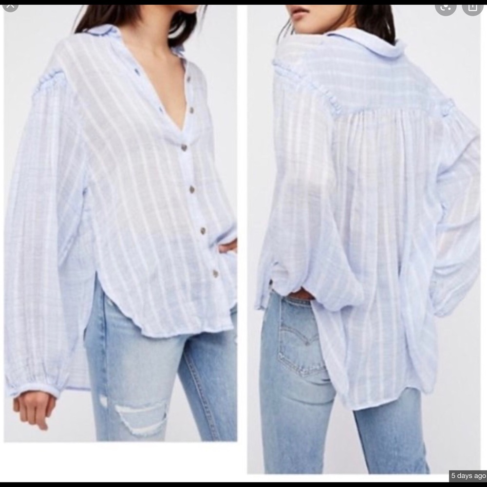 Free People light Blue Beachy blouse
